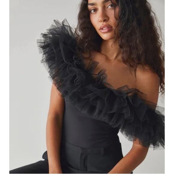 Intimately Free People Big Love Tulle Bodysuit Black‎ Sz XL Whimsigoth Romantic - Picture 1 of 16